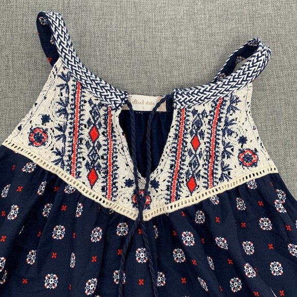 Altar'd State Boho Blouse Asymmetrical Sleeveless Top Paisley Print Tassel Front - Picture 3 of 14